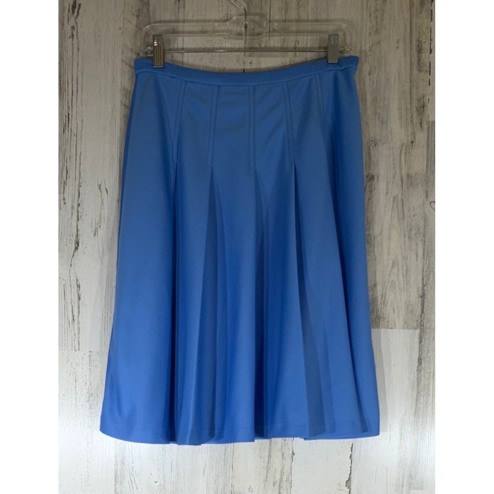 Center Stage Pleated Skirt Blue 14 (28x23.5) Vintage Retro Career Secretary READ